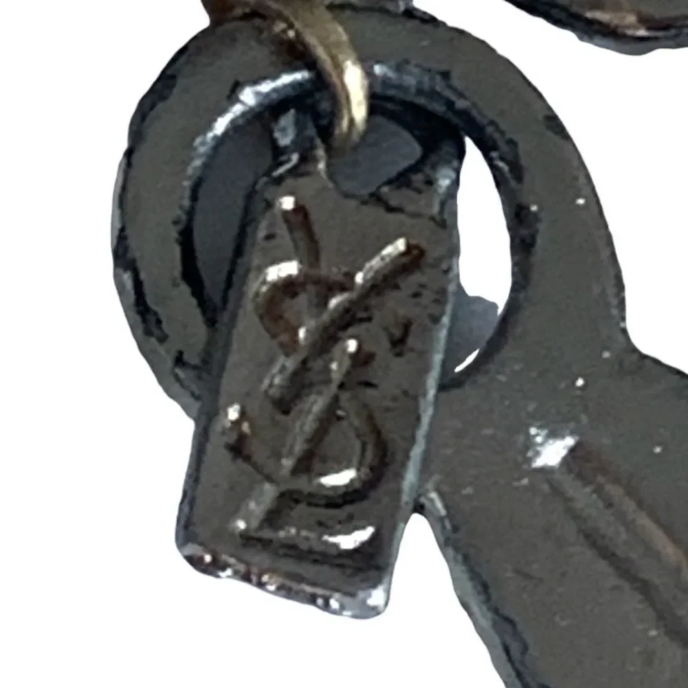YSL silver chain link belt leaf design